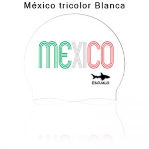 Gorra Natación Escualo México Tricolor Blanco